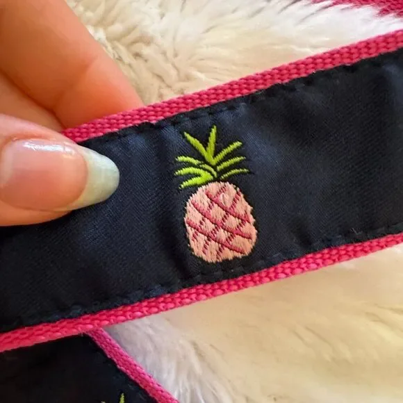 Toe Goz Pink and Navy Blue Pineapple Ribbon Belt - Picture 3 of 6